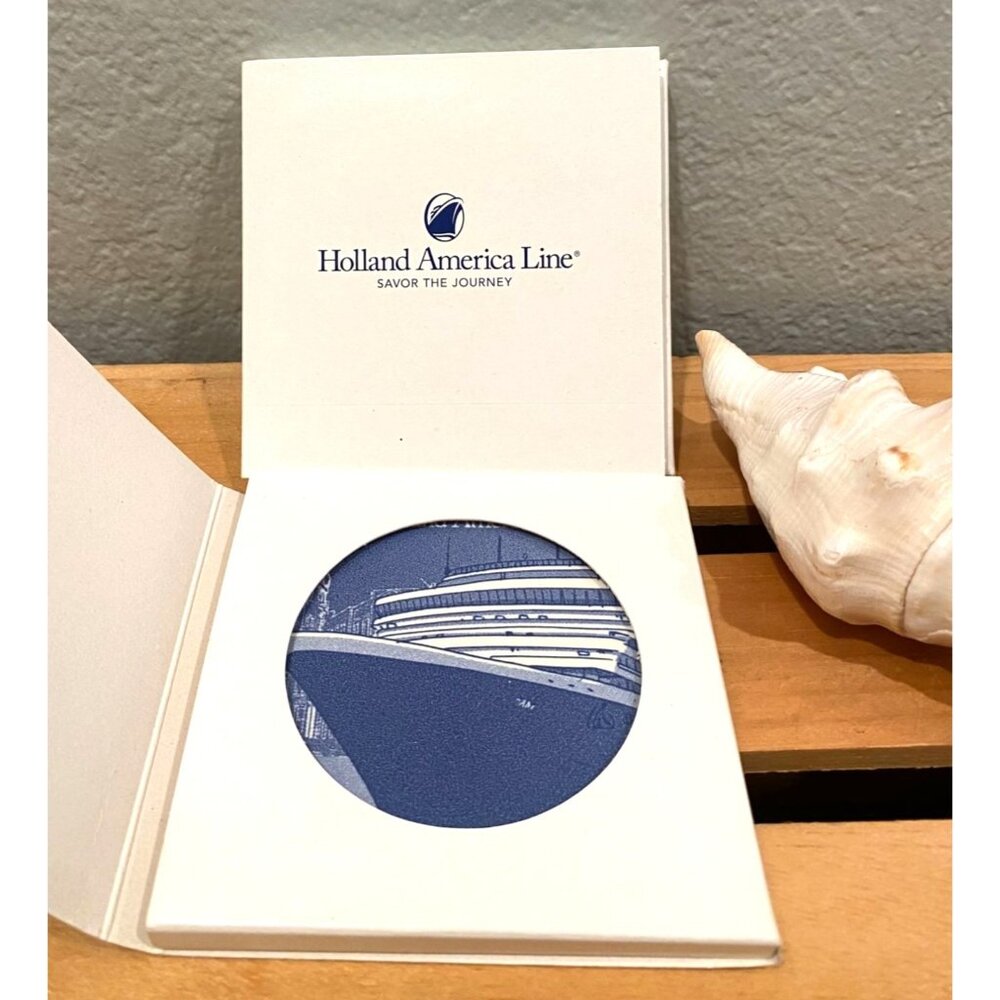 Holland America Cruise Line Ceramic Delft Ship Coasters /2 Set New In Box